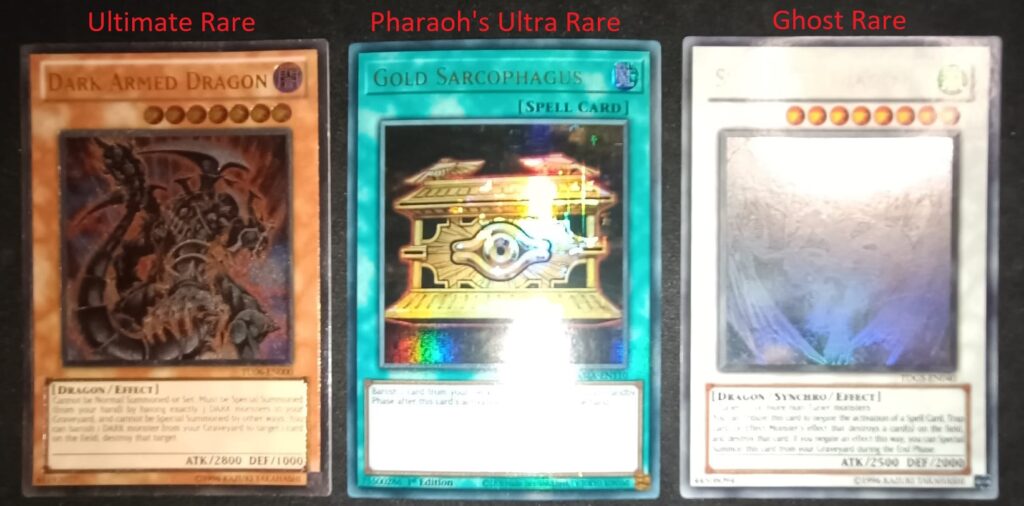 Ultimate Rare, Pharaoh's Ultra Rare i Ghost Rare Yu-Gi-Oh Karte