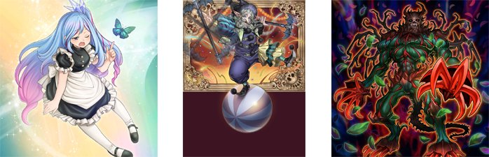 Ilustracije karata Verre, the Maid of Endymion, Clown Crew Cappello i Predaplant Daredevil
