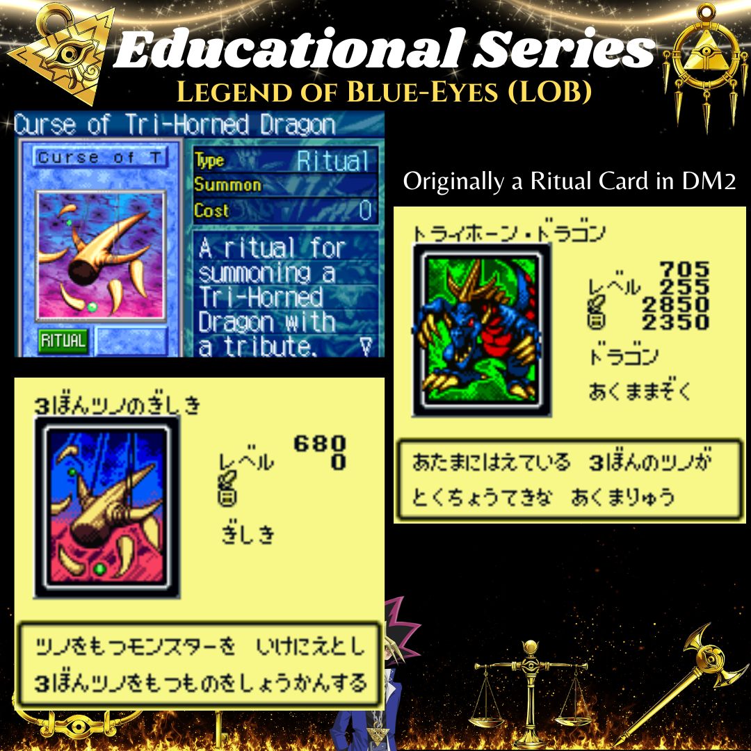 Tri-Horned Dragon i ritualna karta Curse of Tri-Horned Dragon u Game Boy igri Duel Monsters II