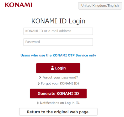 Konami ID Login